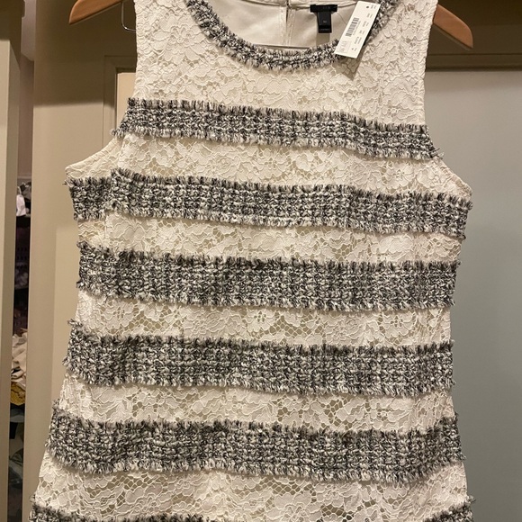 Brand New with Tags, J. Crew Gray and White tweed and lace Tank Top - Picture 5 of 6